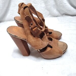 Diesel Brown Leather Platform Heels Chic Coquette Old Money Glam Y2K Aesthetic